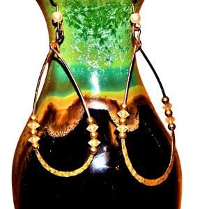 Vintage Teardrop Hammered Hoop Earrings
